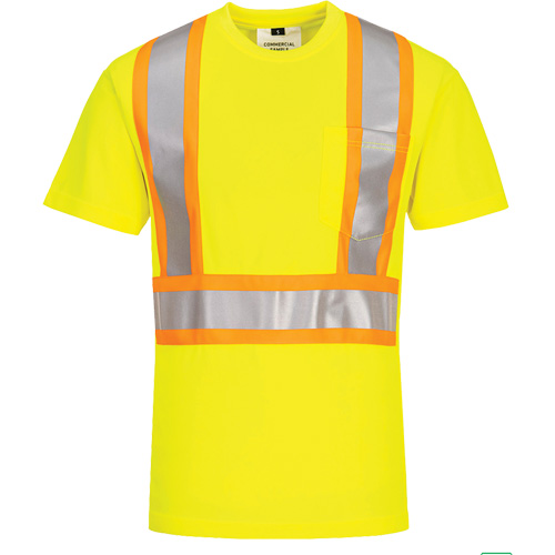 T-shirt de s&eacute;curit&eacute; &agrave; bandes contrastantes, Polyester, Petit, Jaune lime haute visibilit&eacute; Chandler Sales