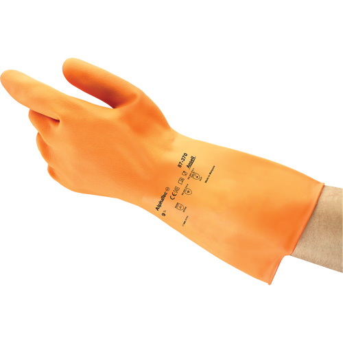 Gants ALPHATEC 87-320, Taille 7, 11,8" lo, Latex de caoutchouc, Doublure en Ouat&eacute;e, 18 mils Chandler Sales