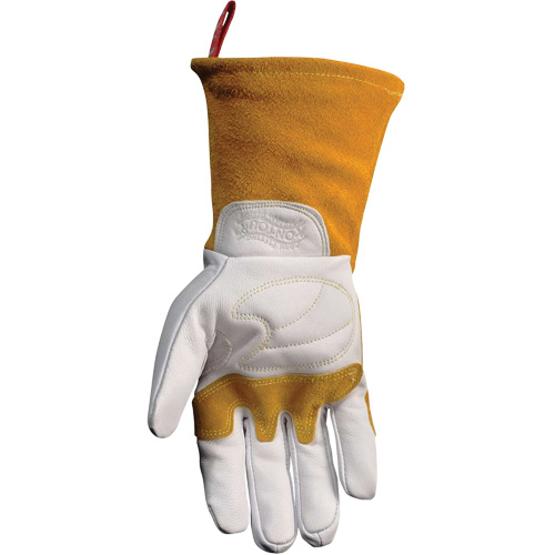 Gants de soudeur TIG/MIG de premi&egrave;re qualit&eacute; avec dos en cuir de vache refendue isol&eacute;es et ignifug&eacute;s Caiman, Cuir fleur de ch&egrave;vre, Taille Moyen Chandler Sales