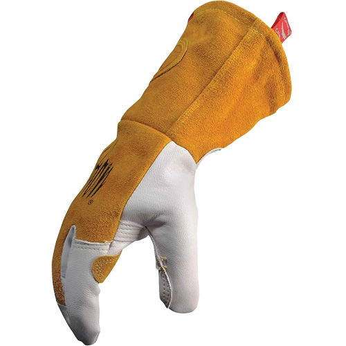 Gants de soudeur TIG/MIG de premi&egrave;re qualit&eacute; avec dos en cuir de vache refendue isol&eacute;es et ignifug&eacute;s Caiman, Cuir fleur de ch&egrave;vre, Taille Moyen Chandler Sales