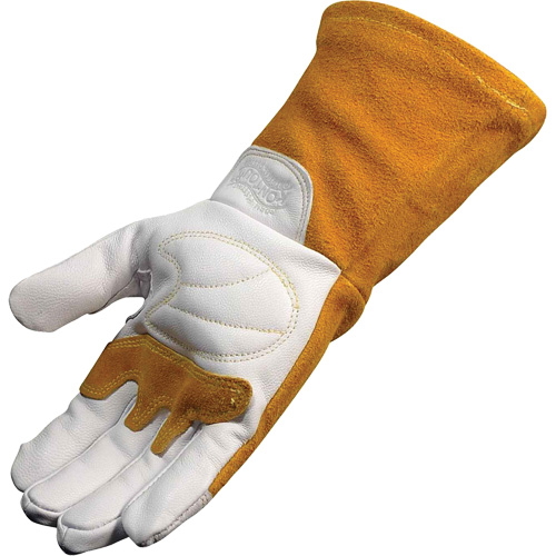 Gants de soudeur TIG/MIG de premi&egrave;re qualit&eacute; avec dos en cuir de vache refendue isol&eacute;es et ignifug&eacute;s Caiman, Cuir fleur de ch&egrave;vre, Taille Moyen Chandler Sales