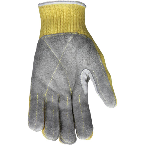 Gants de travail r&eacute;sistant &agrave; la coupe CutPro avec paume en cuir fendu, Taille Petit, Calibre 7, Enveloppe en Kevlar, ASTM ANSI niveau A3 Chandler Sales