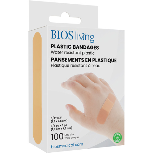 Bandages hydrofug&eacute;s, Rectangulaire/carr&eacute;e, 3", Plastique, St&eacute;rile Chandler Sales