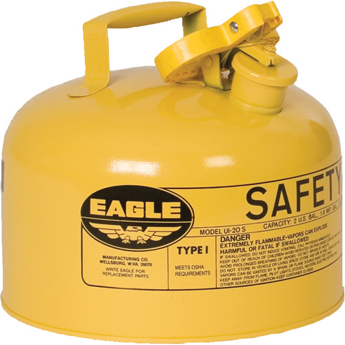 Safety Can for Diesel, Type I, Galvanized Steel, 2.5 US gal., Yellow, FM Approved/UL/ULC Listed Chandler Sales