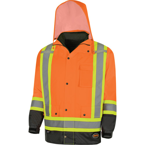 Parka de s&eacute;curit&eacute; d'hiver imperm&eacute;able 7-en-1 5056 Pioneer Yukon, Polyester, Noir/Orange haute visibilit&eacute;, T-petit Chandler Sales
