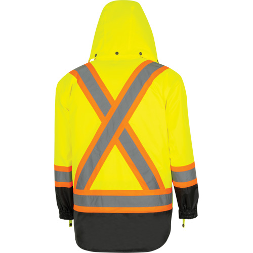 5057 Pioneer&reg; Yukon 7-in-1 Waterproof Winter Safety Parka, Polyester, Black/High Visibility Lime-Yellow, X-Small Chandler Sales