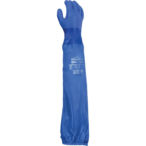 690 Chemical-Resistant Gloves, Size X-Large/10, 26" L, Cotton/PVC Chandler Sales