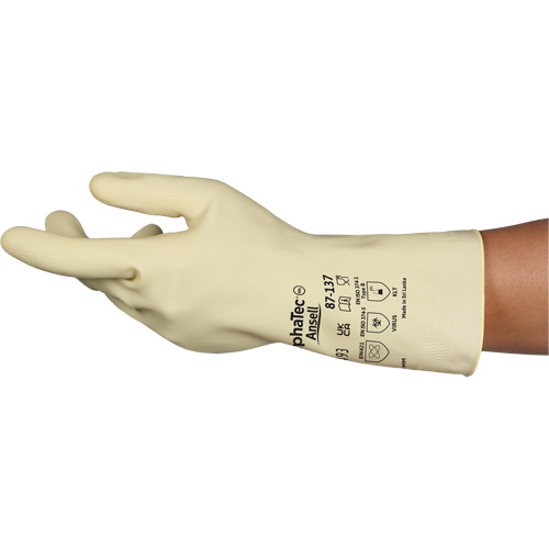 Gants naturels et l&eacute;gers AlphaTec 87-137, Taille 10, 11,8" lo, Latex de caoutchouc, 16 mils Chandler Sales