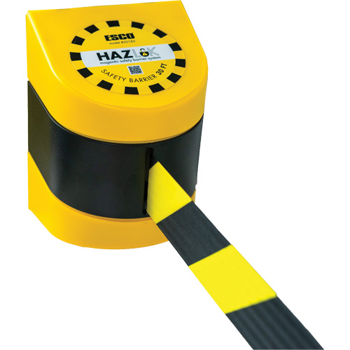 Syst&egrave;me de barri&egrave;re de s&eacute;curit&eacute; HAZLOK, Plastique, Fixation magn&eacute;tique, 30', Ruban Noir et jaune Chandler Sales