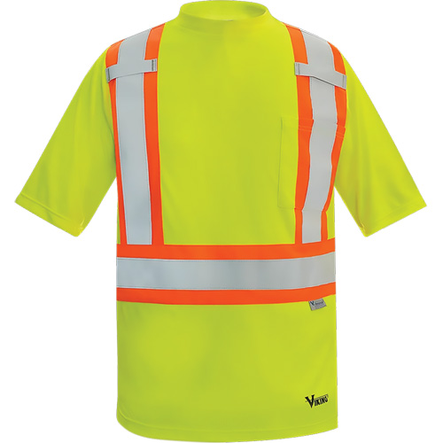 T-shirt de s&eacute;curit&eacute; doubl&eacute; de bambou Viking, Polyester, 3T-Grand, Jaune lime haute visibilit&eacute; Chandler Sales
