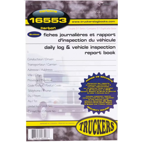 Carnet bilingue de registre quotidien et de rapport d'inspection de v&eacute;hicule Chandler Sales