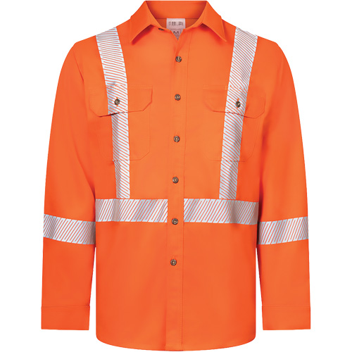 Chemise de travail haute visibilit&eacute; &agrave; bandes segment&eacute;es 7 oz de luxe Avenger, Style 652, Hommes, Grand (grande taille), Orange Chandler Sales
