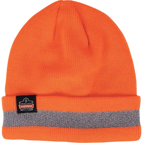 Chapeau d'hiver r&eacute;fl&eacute;chissant en tricot c&ocirc;tel&eacute; N-Ferno, Doublure en Acrylique, Taille unique, Orange Chandler Sales