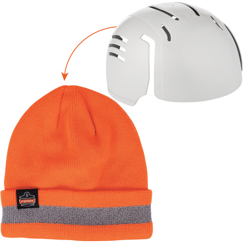 N-Ferno&reg; Reflective Rib Knit Winter Hat & Bump Cap Insert, Acrylic Lining, Medium/Small, Orange Chandler Sales