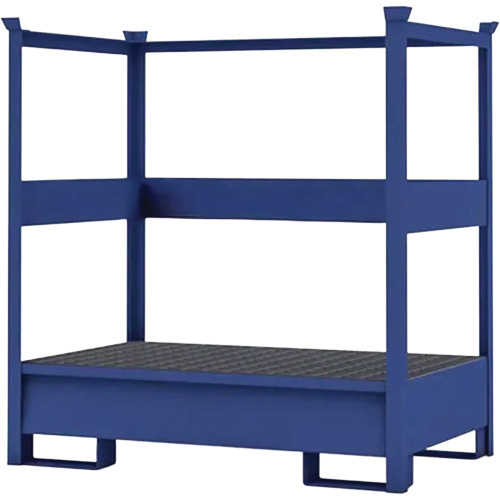 2-Drum Blue Transport Spill Containment Pallet with Side Rails, 66 US gal. Spill Capacity, 55" x 34" x 58" Chandler Sales