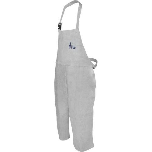 Leather Welding Apron, Split-Leg Bib, 36" L, Pearl Grey Chandler Sales