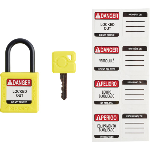 Cadenas de s&eacute;curit&eacute; compact Velocity, Jaune, Cl&eacute;s diff&eacute;rentes, Nylon, Largeur de 1-1/4" Chandler Sales