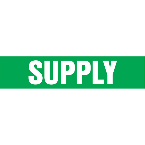 Marqueurs de tuyau "Supply", Autocollant, 4" h x 24" la, Blanc/vert Chandler Sales