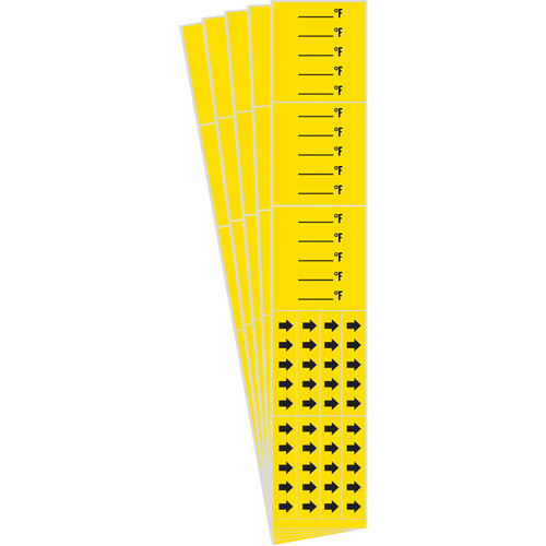 "Blank °F" Pipe Markers, Self-Adhesive, 2-1/4" H x 14" W, Black on Yellow Chandler Sales
