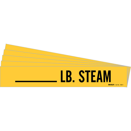 "LB. Steam" Pipe Markers, Self-Adhesive, 2-1/4" H x 2-3/4" W, Black on Yellow Chandler Sales