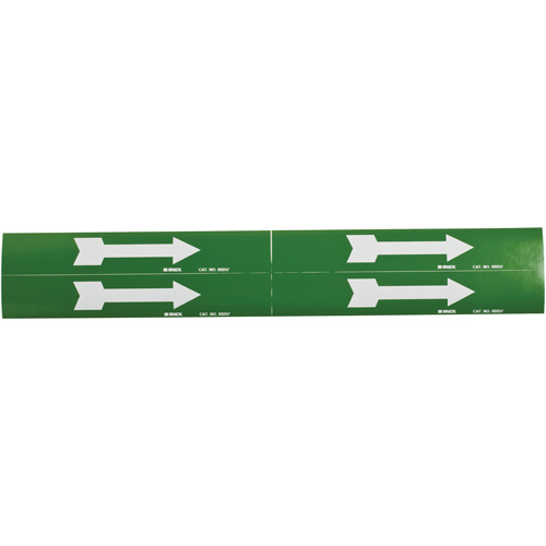 Arrow Pipe Markers, Self-Adhesive, 1-1/8" H x 7" W, White on Green Chandler Sales