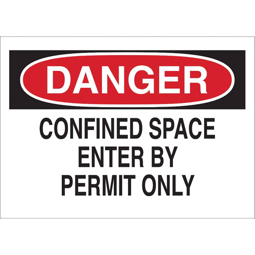 "DANGER Confined Space Enter By Permit Only" Sign, 10" x 14", Polystyrene, English Chandler Sales