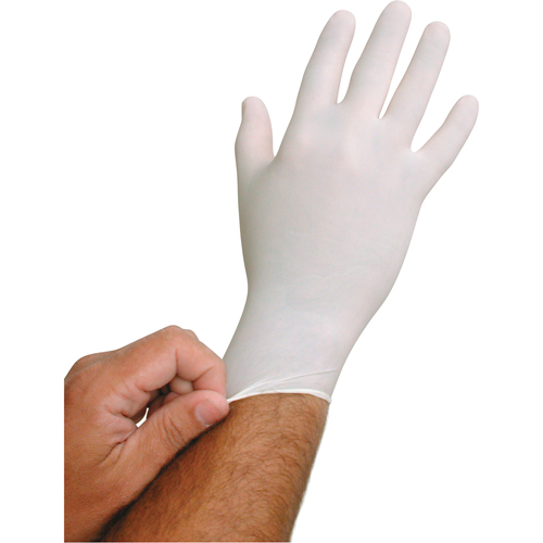 Gants jetables BioTek QRP, Grand, Latex, 6 mils, Sans poudre, Blanc Chandler Sales