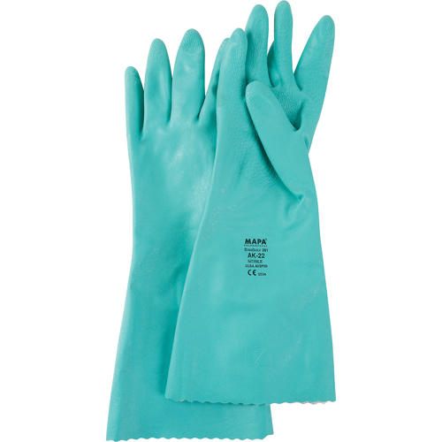 StanSolv&reg; Embossed Z-Pattern Grip Gloves, Size Small/7, 14" L, Nitrile, Interlock Inner Lining, 11-mil Chandler Sales