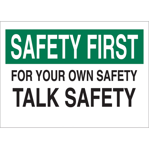 "Talk Safety" Sign, 10" x 14", Aluminum, English Chandler Sales