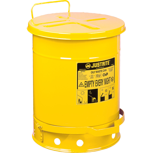 Contenants pour d&eacute;chets huileux, Homologu&eacute; FM/List&eacute; UL, 14 gal. US, Jaune Chandler Sales