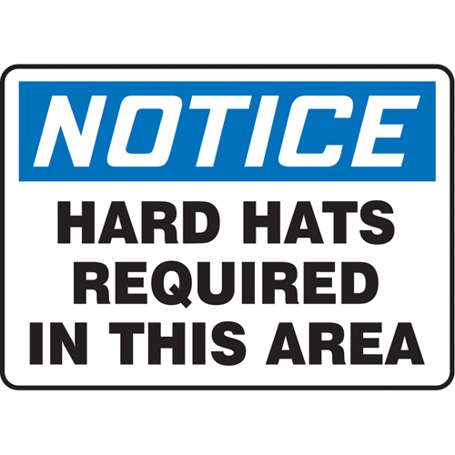 Enseigne  Hard Hats Required , 7" x 10", Vinyle, Anglais Chandler Sales