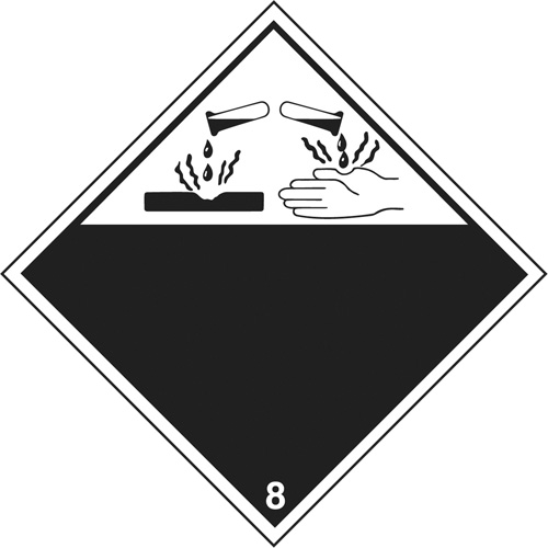 Corrosive Materials TDG Placard, Plastic Chandler Sales