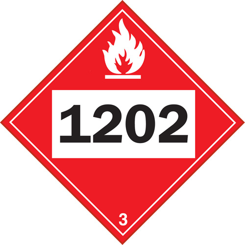 1202 Fuel Oil Flammable Liquid TDG Placard, Adhesive Vinyl Chandler Sales