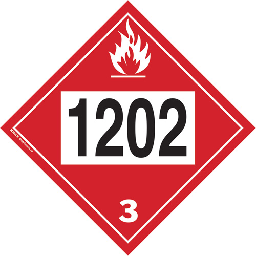 1202 Fuel Oil Flammable Liquid TDG Placard, Plastic Chandler Sales