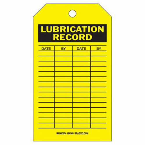 &eacute;tiquettes registres de lubrifications, Polyester, 4" la x 7" h, Anglais Chandler Sales