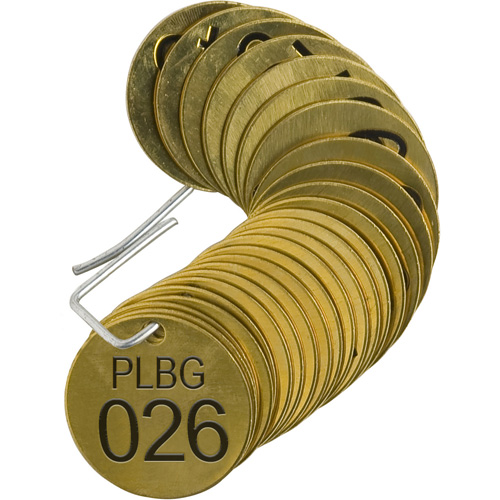 &eacute;tiquettes num&eacute;rot&eacute;es pour vannes PLPG, # 026-050, Laiton, 1,5" dia. Chandler Sales