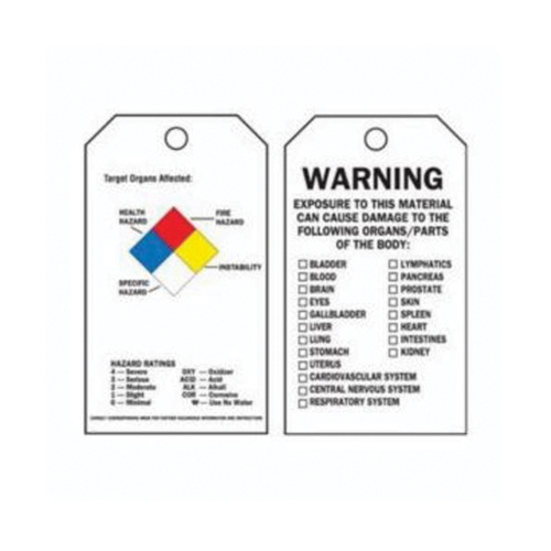 Right-To-Know Tags, Polyester, 3" W x 5-3/4" H, English Chandler Sales