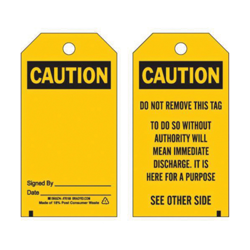 Accident Prevention Tags, Polyester, 3" W x 5-3/4" H, English Chandler Sales