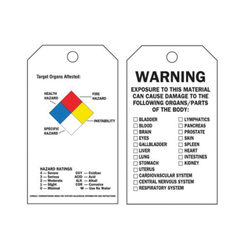 Self-Laminating Right-To-Know Tags, Polyester, 3" W x 5-3/4" H, English Chandler Sales