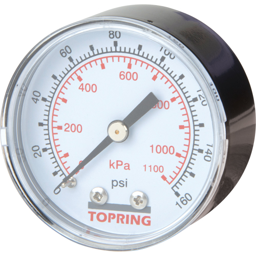 Mini r&eacute;gulateurs - Manom&egrave;tre de remplacement,  2", 0 - 160 psi, Fixation arri&egrave;re, Analogique Chandler Sales