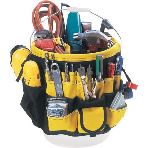 Tool Bucket Organizer, 6" L x 11" W x 12" H, Nylon, Black/Yellow Chandler Sales