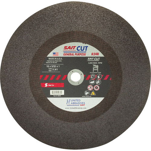 Cut-Off Saw (A24R), 12" x 1/8", 1" Arbor, Type 1, Aluminum Oxide, 5100 RPM Chandler Sales