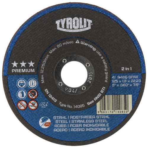 Meules &agrave; tronçonner 2-en-1 Thincut de premi&egrave;re qualit&eacute;, 4-1/2" x 1/16", Arbre de 7/8", Type 1, Oxyde d'aluminium, 13 300 Tr/min Chandler Sales