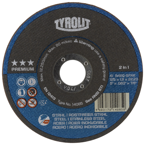 Cutting Disc, 6" x 1/16", 7/8" Arbor, Type 1, Aluminum Oxide, 10200 RPM Chandler Sales
