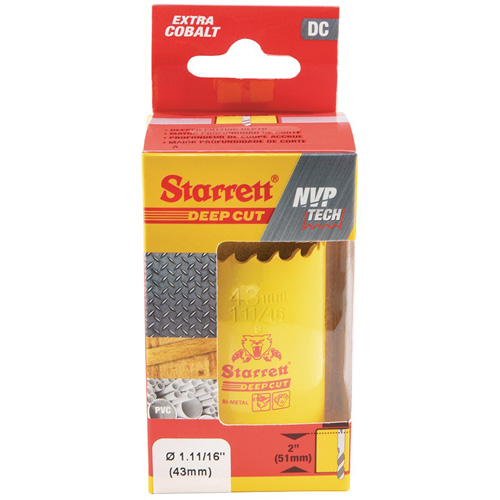 Scie &agrave; cloche bim&eacute;tal 1-11/1, 1-11/16", Profondeur de la coupe 2", Bim&eacute;tal Chandler Sales