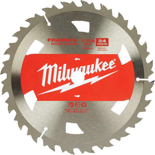 Scie circulaire de charpente, 7-1/4", 24 dents, Pour Bois Chandler Sales