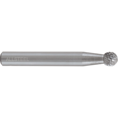 AllSteel Ball Shape Carbide Burr, SD-1, 1/4" Dia., 1/4" Shank, 7/32" Depth of Cut Chandler Sales