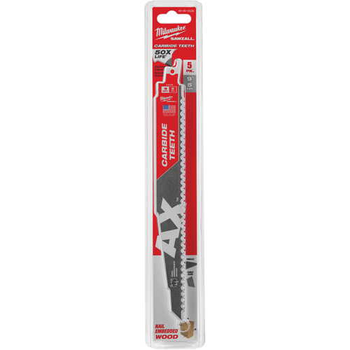 Lame de scie alternative AX, Carbure, 5 Dents par pouce, 9" lo x 1" la Chandler Sales