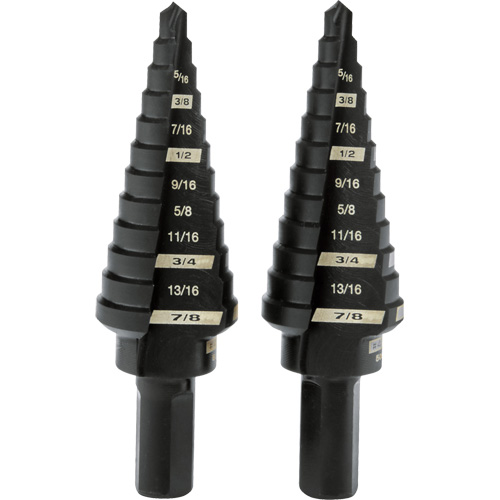 #4 Step Drill Bits, 3/16" - 7/8" , 1/16" Increments, High Speed Steel Chandler Sales