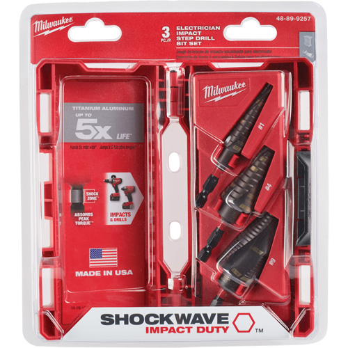 Shockwave Impact Duty Step Drill Bit Set, 3 Pieces, Titanium Chandler Sales